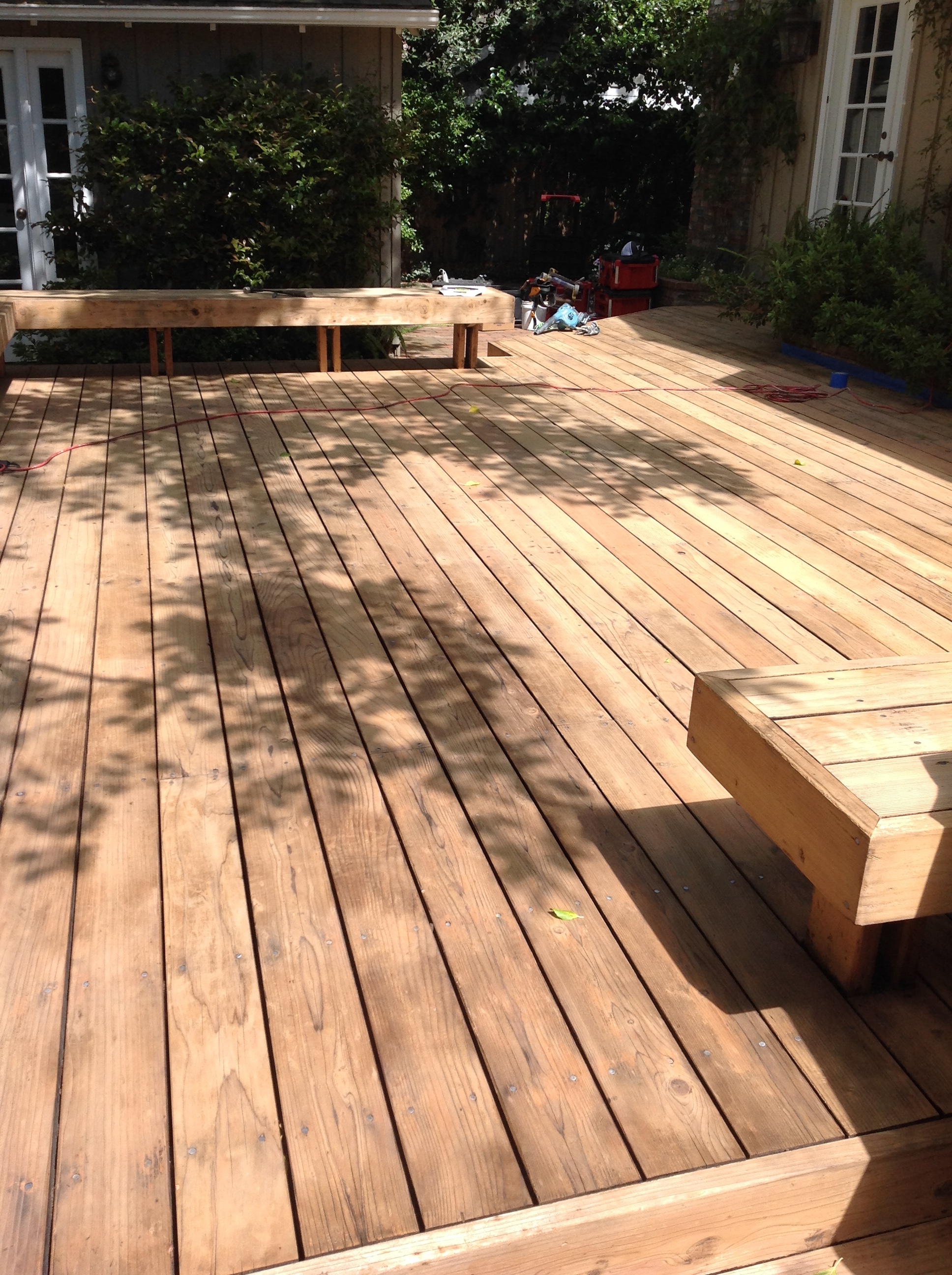 before stage of stained deck